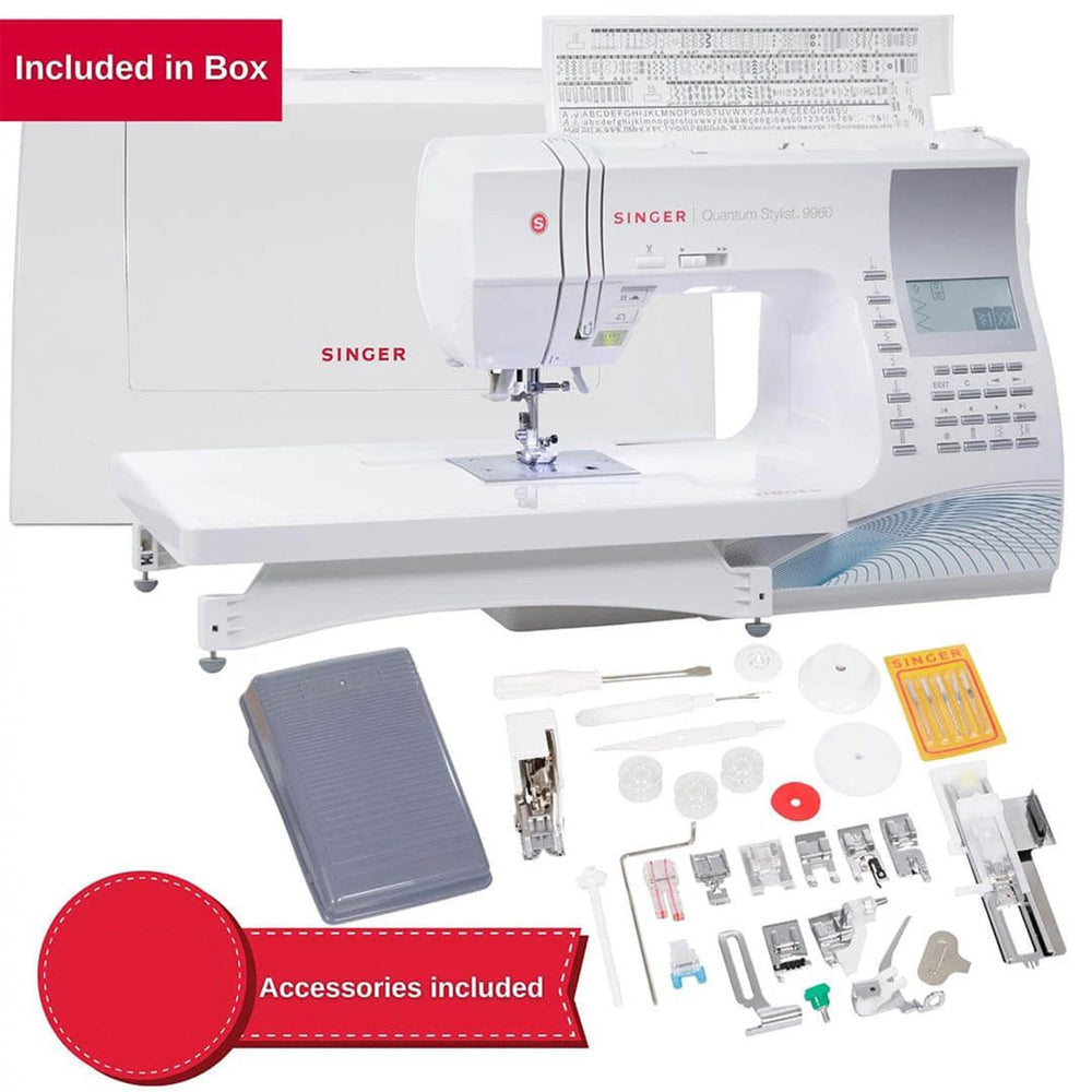 Singer Quantum Stylist 9960 Sewing Machine with Extension Table and Hard Cover