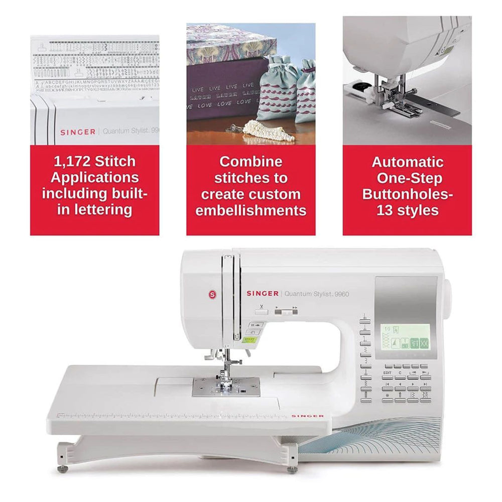 Singer Quantum Stylist 9960 Sewing Machine with Extension Table and Hard Cover