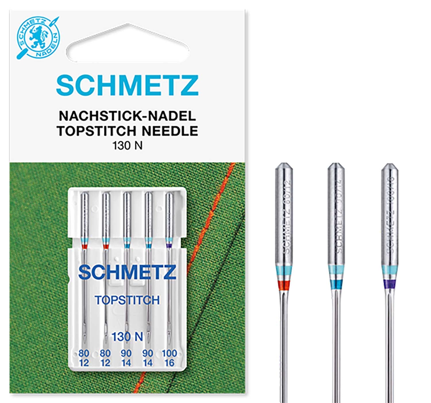 Schmetz Sewing Machine Needles - Top-stitch - Assorted - 80(12)-100(16) - 5 Needles