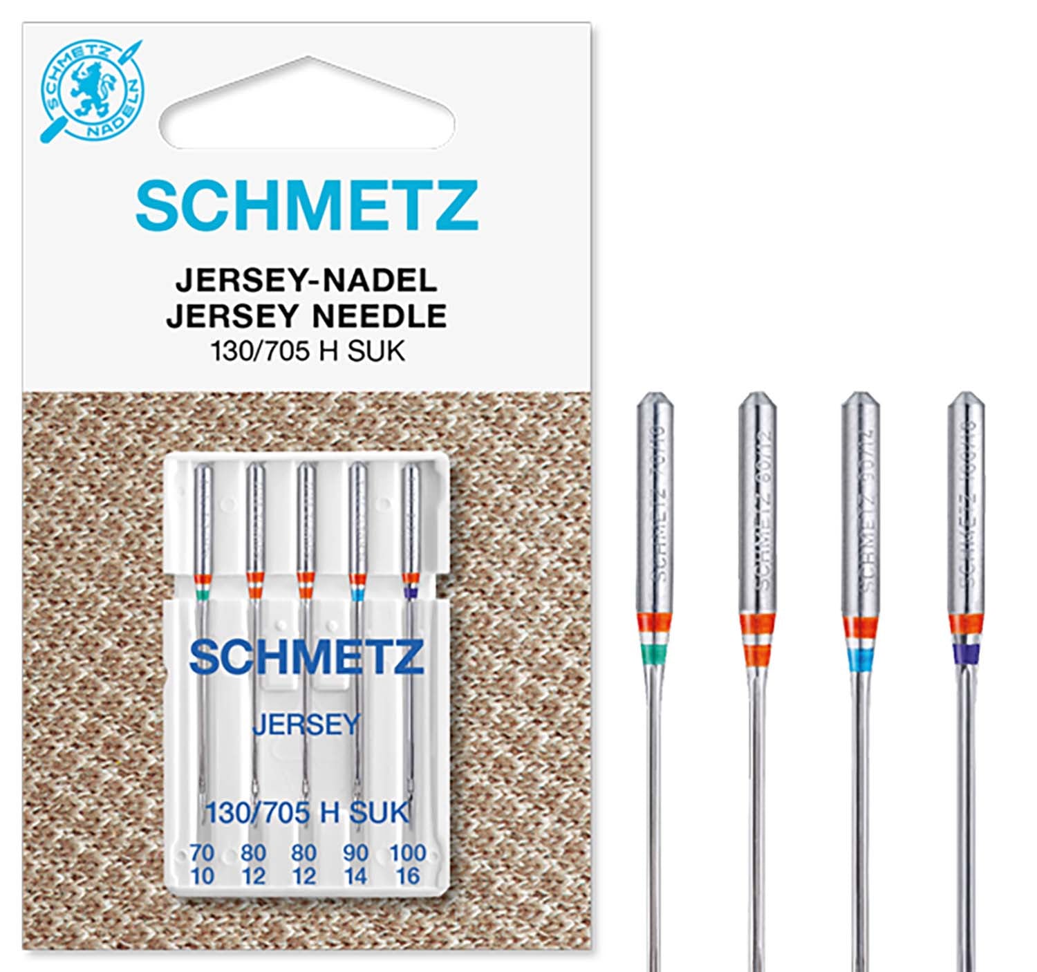 Schmetz Sewing Machine Needles - Jersey - Assorted - 70(10)-100(16) - 5 Needles