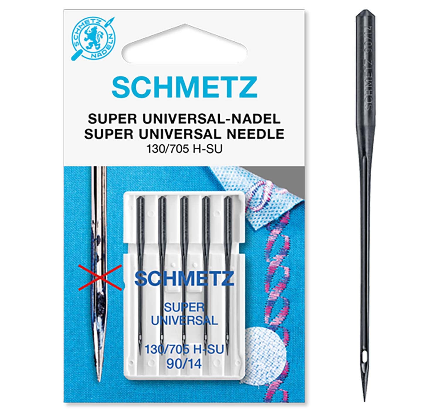 Schmetz Sewing Machine Needles - Black Super Universal - 90(14) - 5 Needles