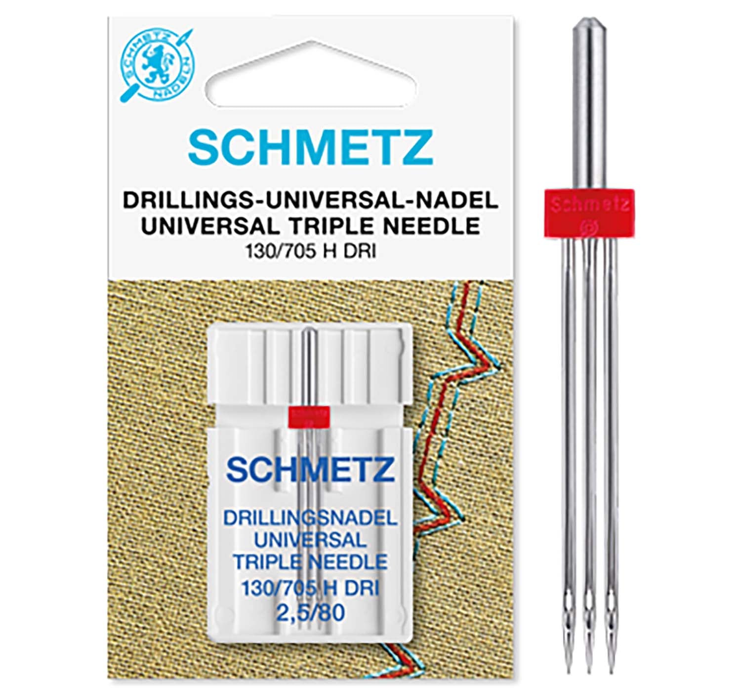 Schmetz Sewing Machine Needles - Universal Triple - 80(12) 2.5Mm - 1 Needle