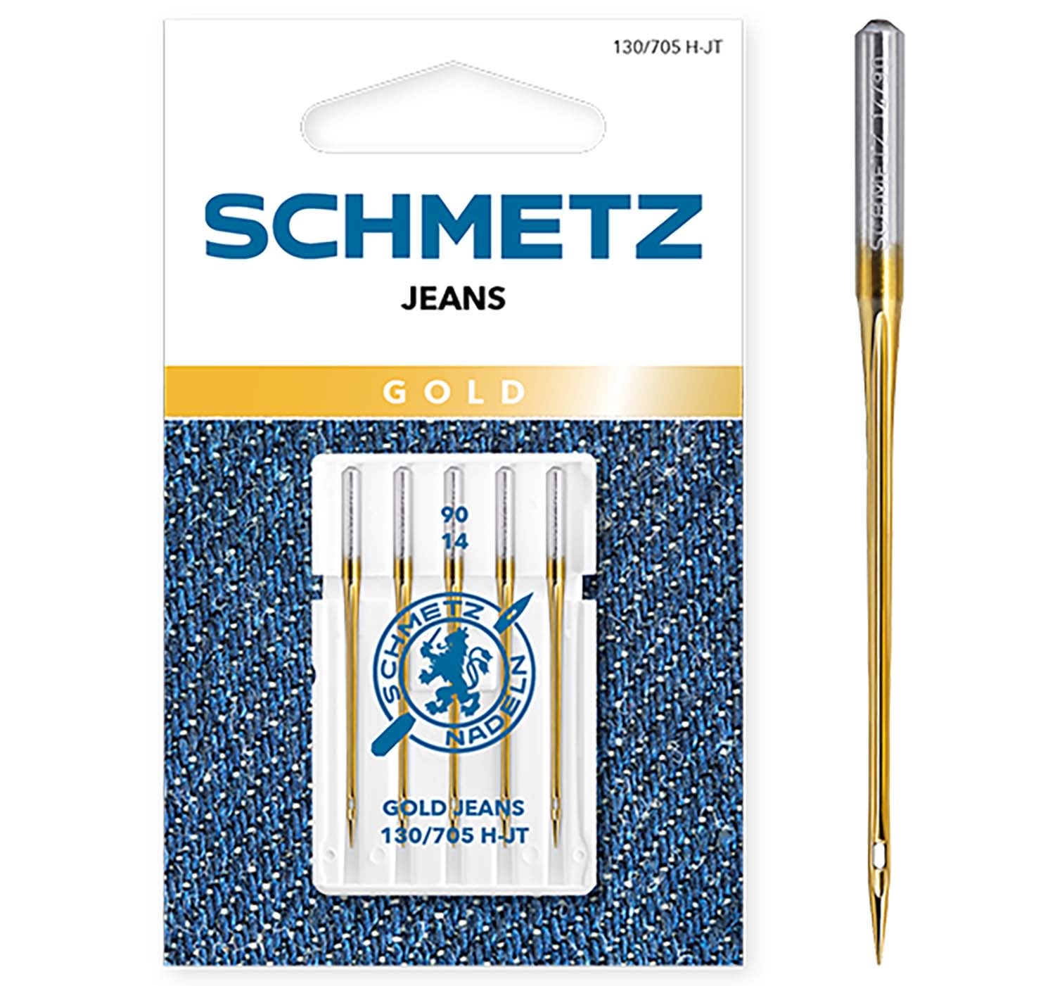 Schmetz Sewing Machine Needles - Gold Jeans - 90(14) - 5 Needles