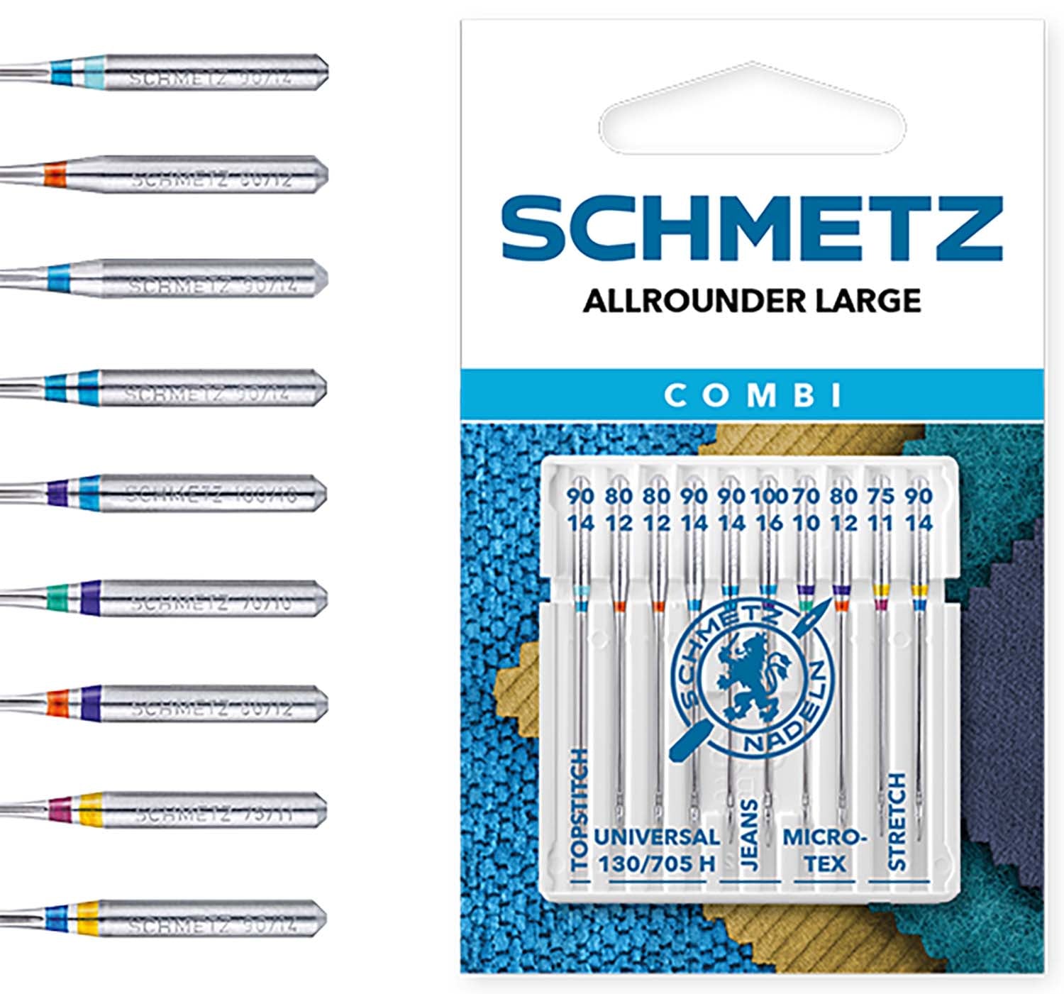 Schmetz Sewing Machine Needles - Combi All-Rounder, Topstitch, Universal, Jeans, Microtex and Stretch - 10 Needles