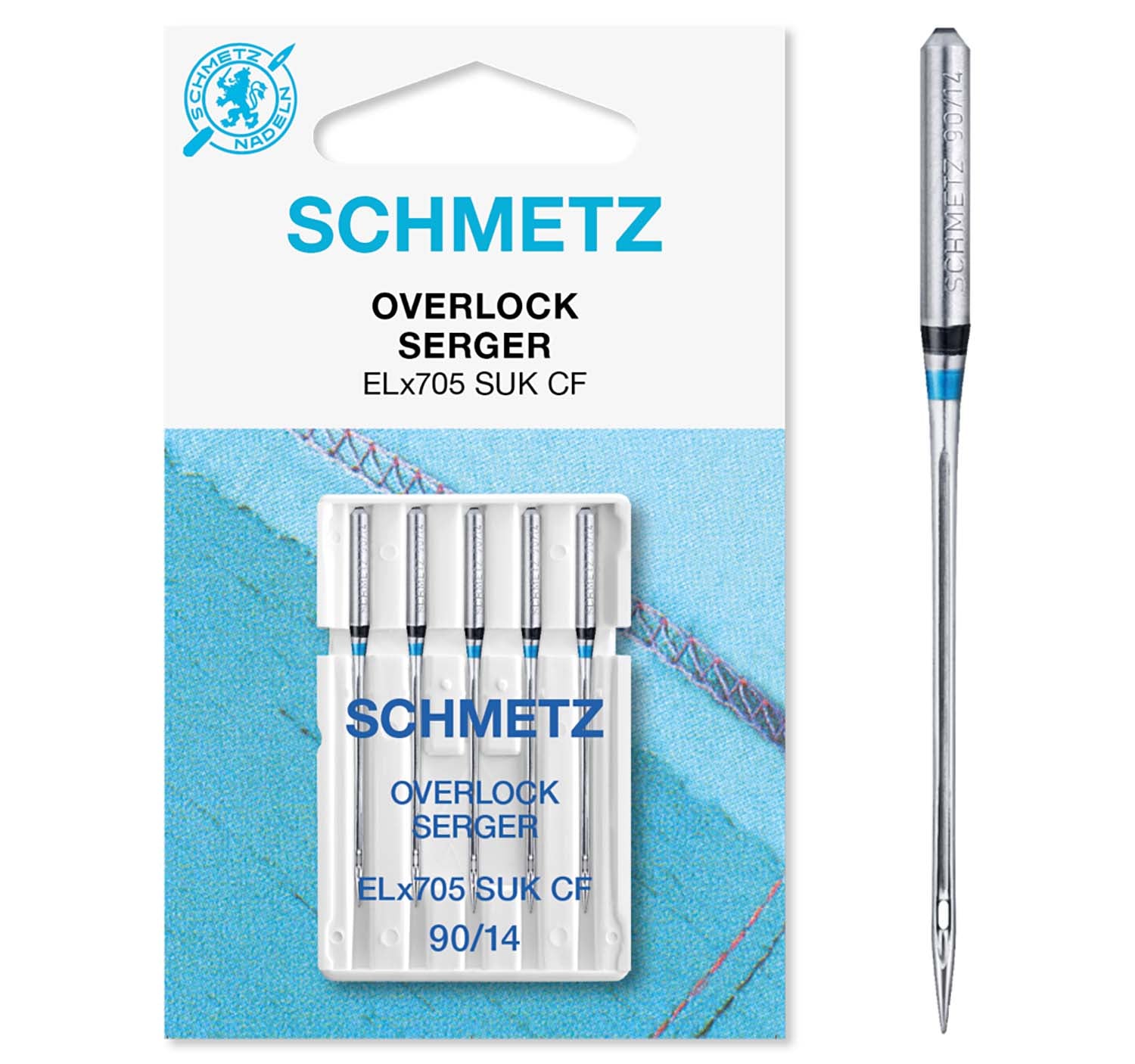 Schmetz Sewing Machine Needles - Overlock Jersey - 90(14) - 5 Needles