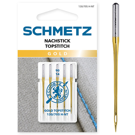 Schmetz Sewing Machine Needles - Gold Topstitch - 90(14) - 5 Needles