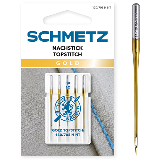Schmetz Sewing Machine Needles - Gold Topstitch - 80(12) - 5 Needles