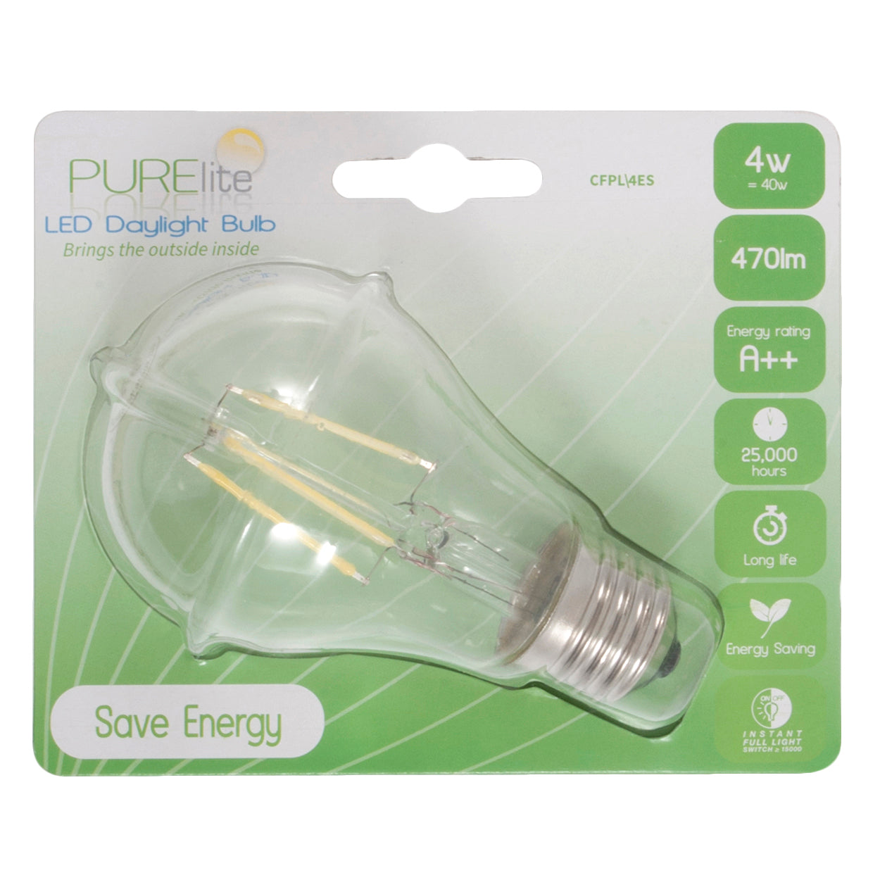 Purelite Bulb - Natural Daylight - 4w - Screw Fitting - LED