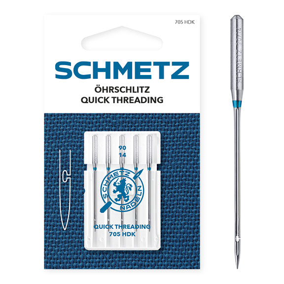 Schmetz Sewing Machine Needles - Quick Threading - 90(14) - 5 Needles