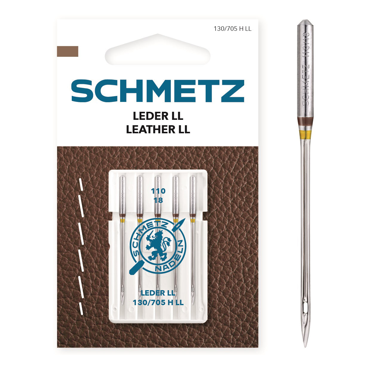 Schmetz Sewing Machine Needles - Leather LL - 110(18) - 5 Needles
