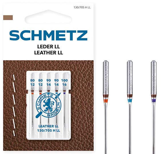 Schmetz Sewing Machine Needles - Leather LL - Assorted - 80(12)-100(16) - 5 Needles