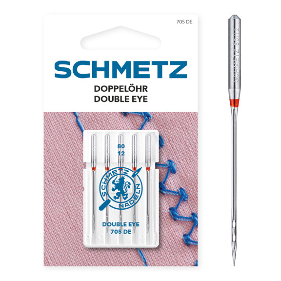 Schmetz Sewing Machine Needles - Double Eye - 80(12) - 5 Needles