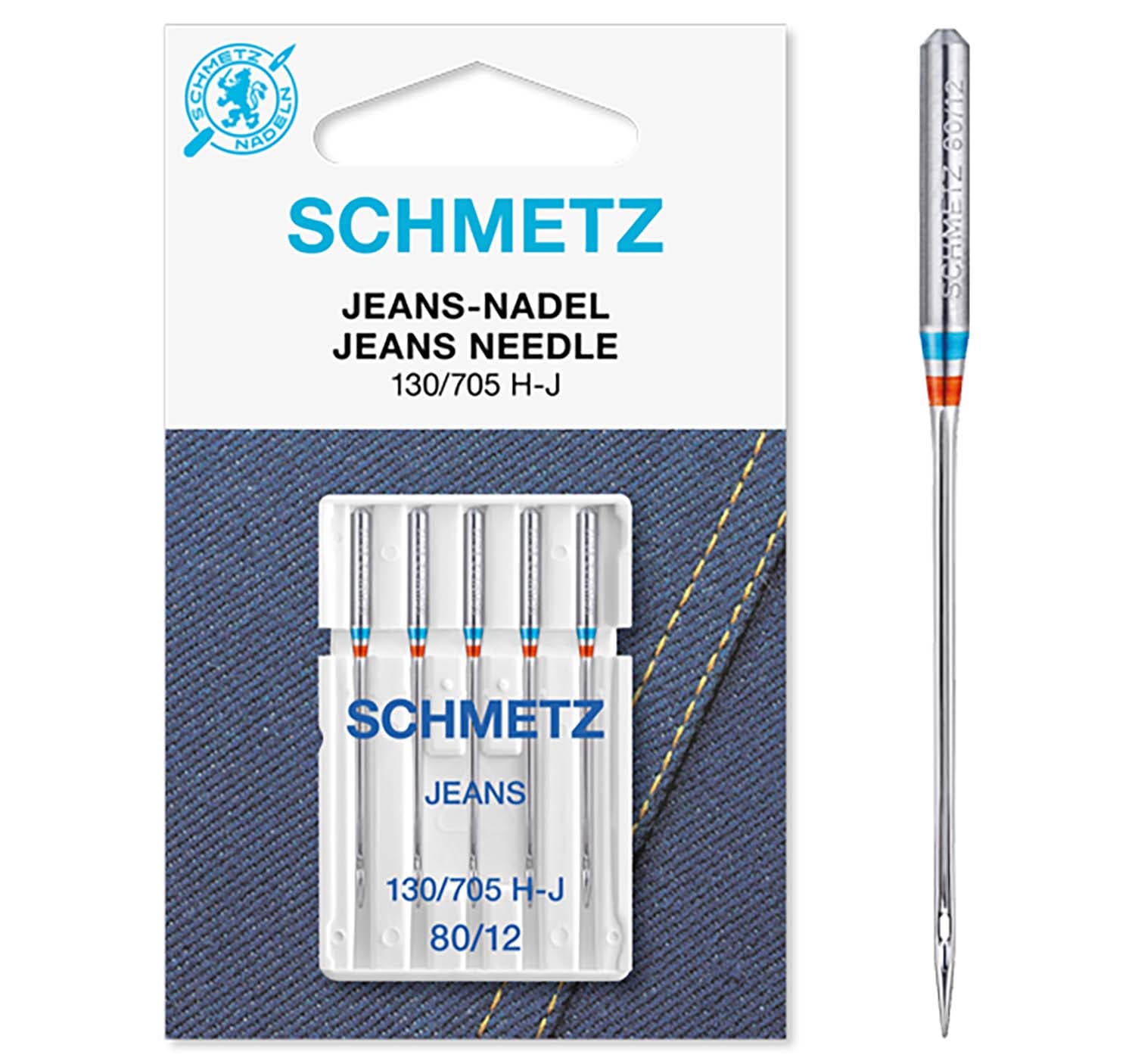 Schmetz Sewing Machine Needles - Jeans - 80(12) - 5 Needles