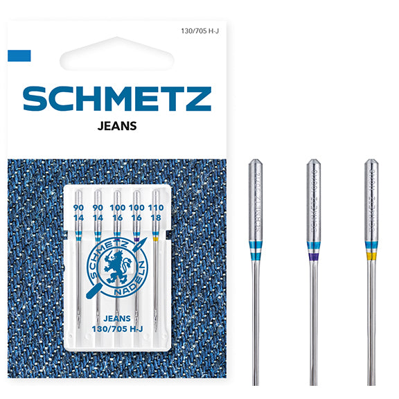 Schmetz Sewing Machine Needles - Jeans - Assorted - 90(14)-110(18) - 5 Needles