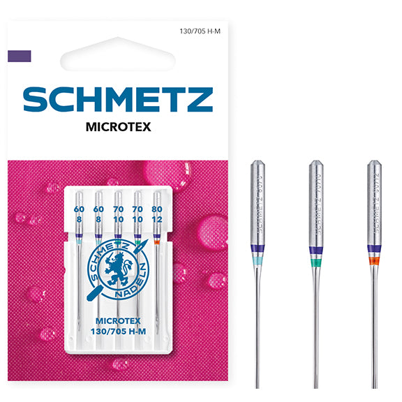 Schmetz Sewing Machine Needles - Microtex - Assorted - 60(8)-80(12) - 5 Needles