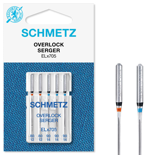 Schmetz Sewing Machine Needles - Overlock - Assorted - 80(12)-90(14) - 5 Needles