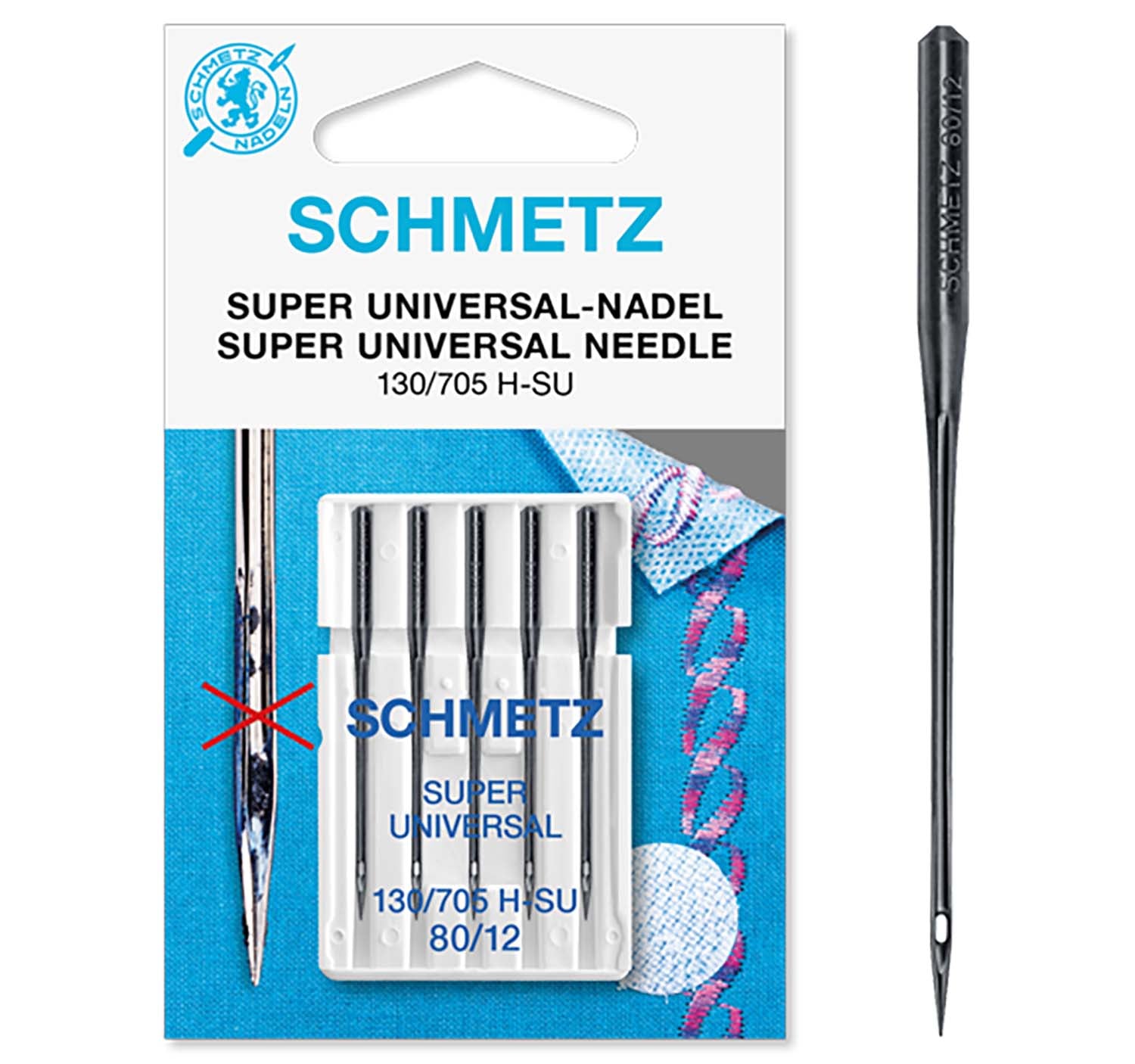 Schmetz Sewing Machine Needles - Black Super Universal - 80(12) - 5 Needles