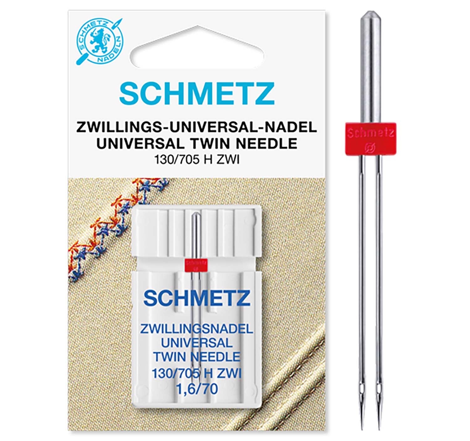 Schmetz Sewing Machine Needles - Universal Twin - 70(11) 1.6Mm - 1 Needle