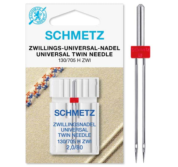 Schmetz Sewing Machine Needles - Universal Twin - 80(12) 2.0Mm - 1 Needle
