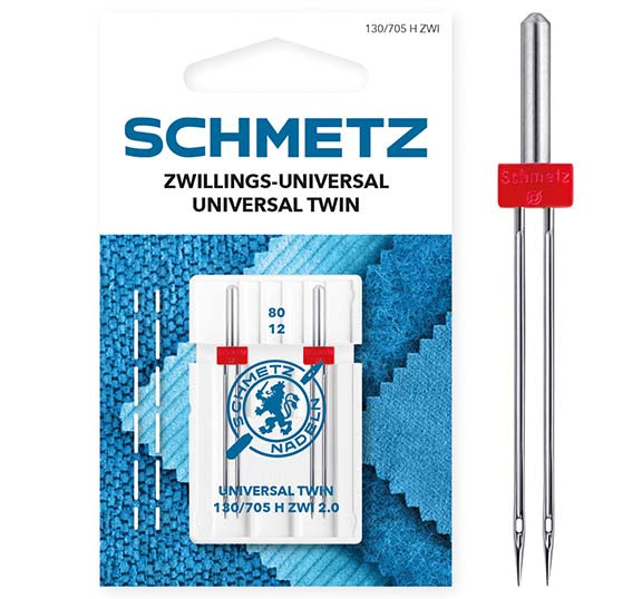 Schmetz Sewing Machine Needles - Universal Twin - 80(12) 4.0Mm - 2 Needles