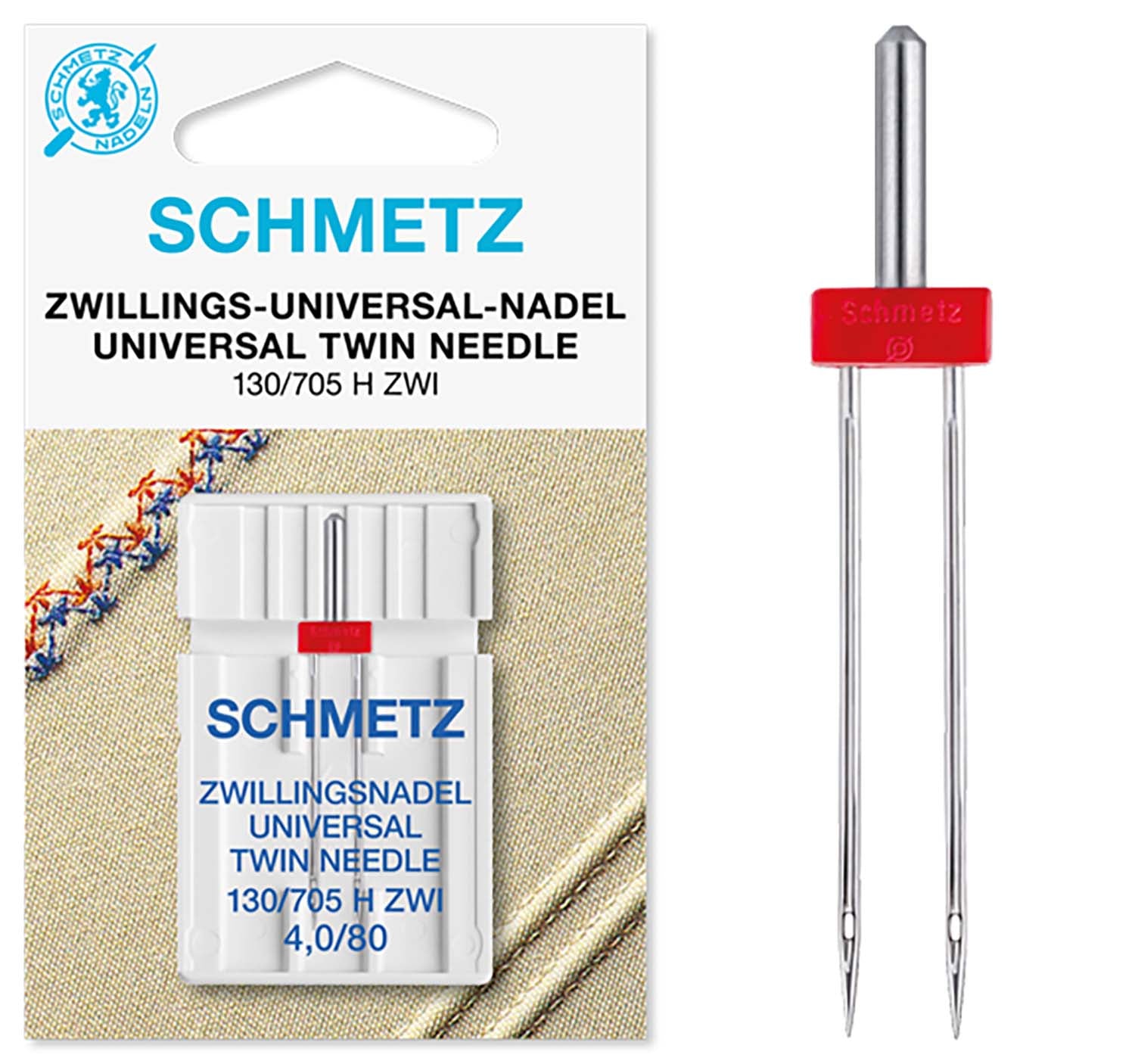 Schmetz Sewing Machine Needles - Universal Twin - 80(12) 4.0Mm - 1 Needle