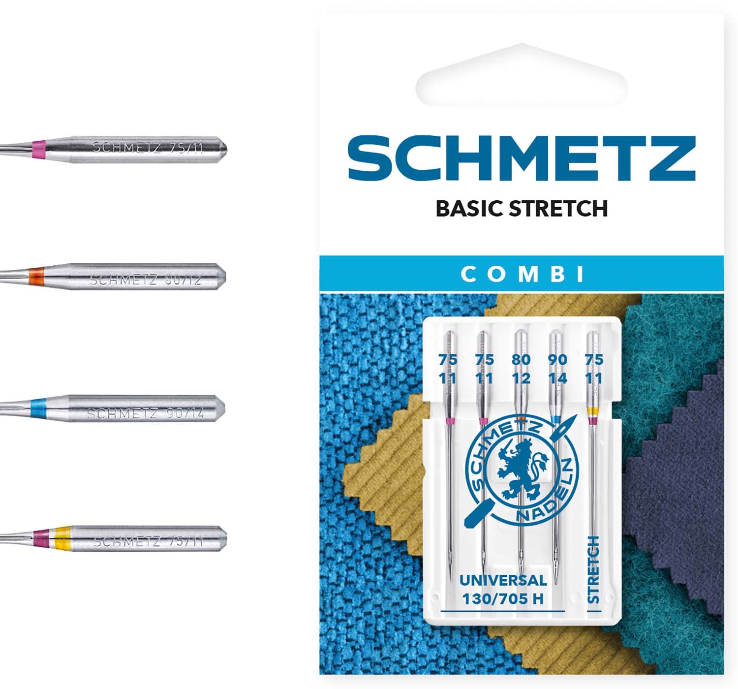 Schmetz Sewing Machine Needles - Combi Basic Stretch - Assorted - Universal, Denim And Stretch - 5 Needles