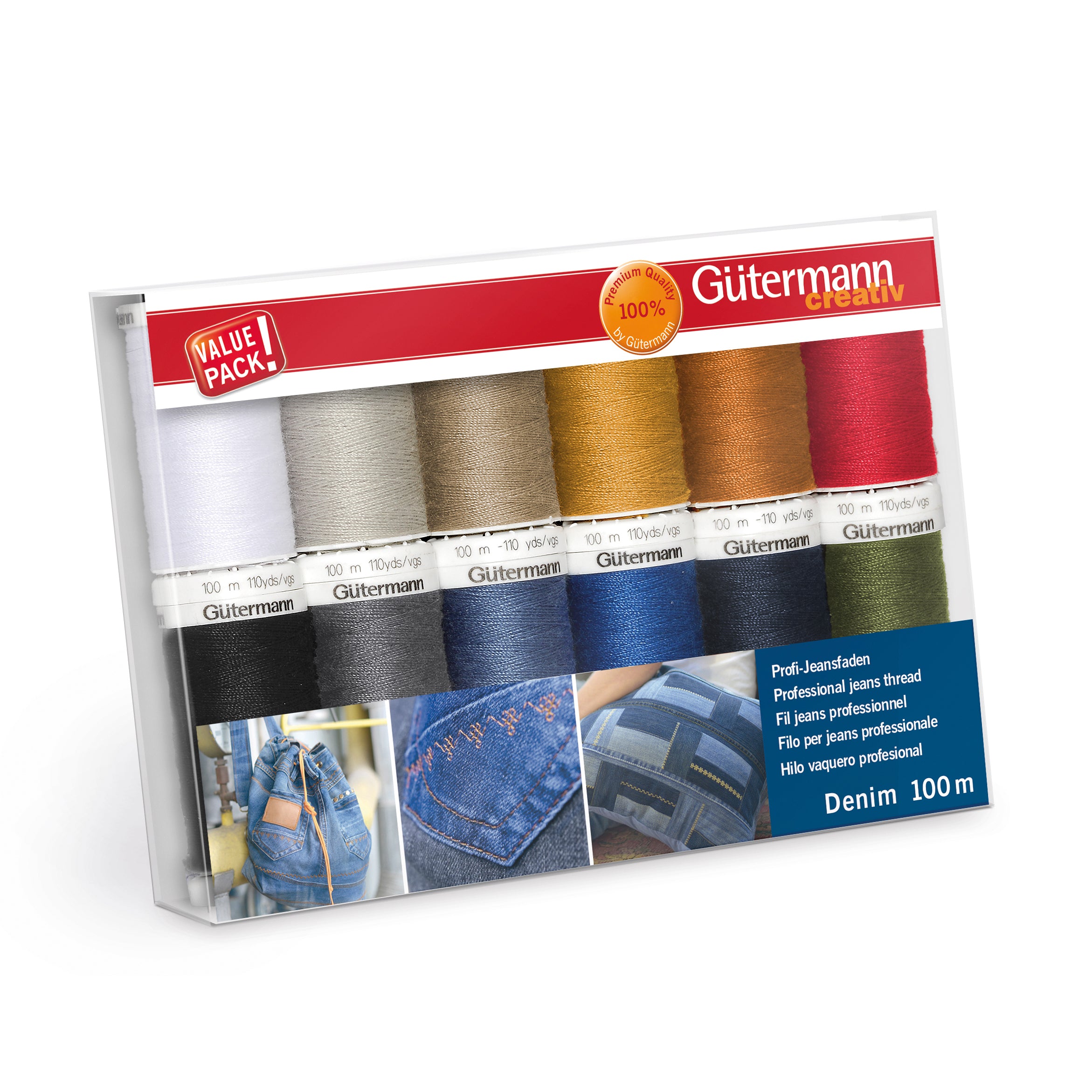 Gutermann Thread Set - Denim - 12 x 100m - Assorted Shades