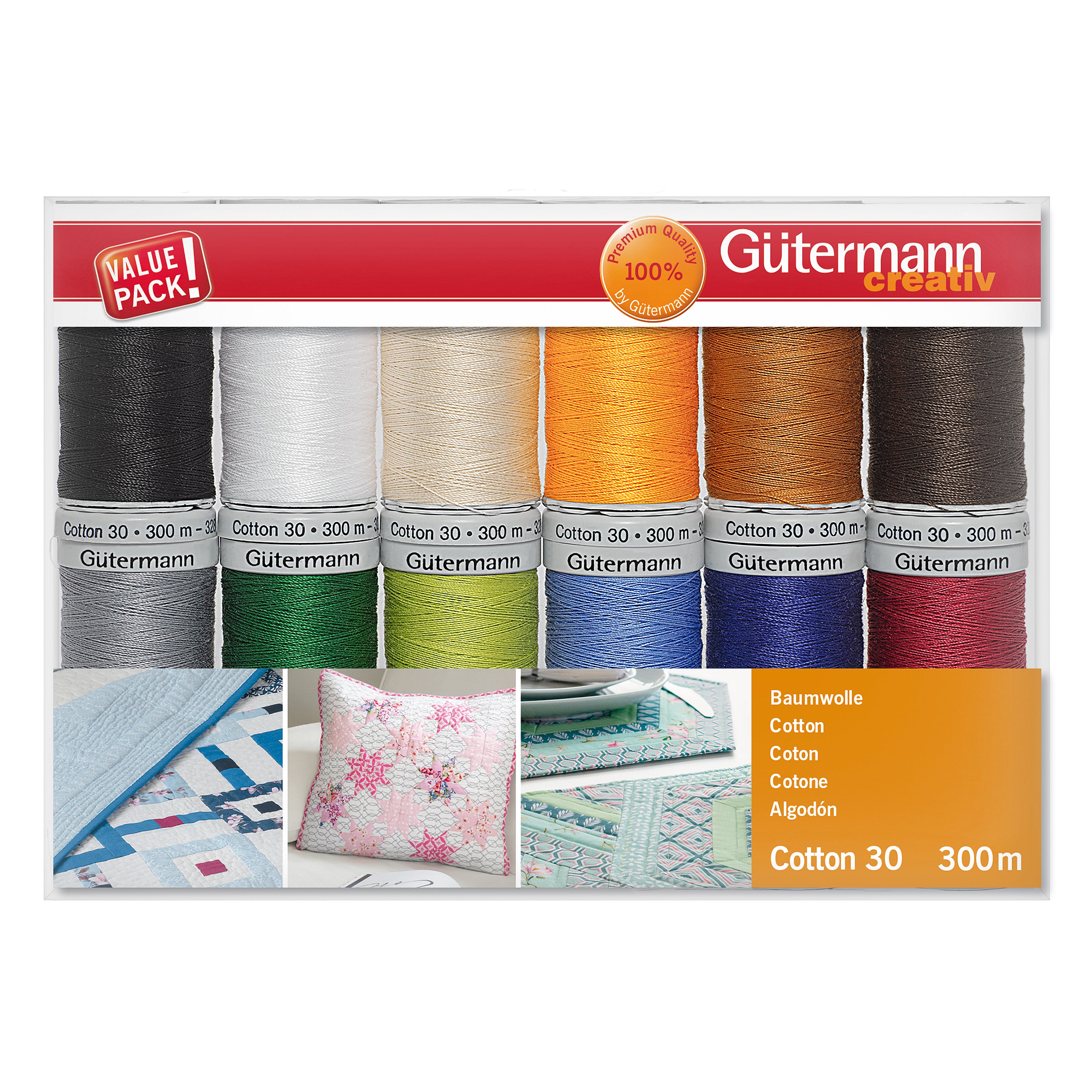 Gutermann Thread Set - Cotton No.30 - 12 x 300m - 1