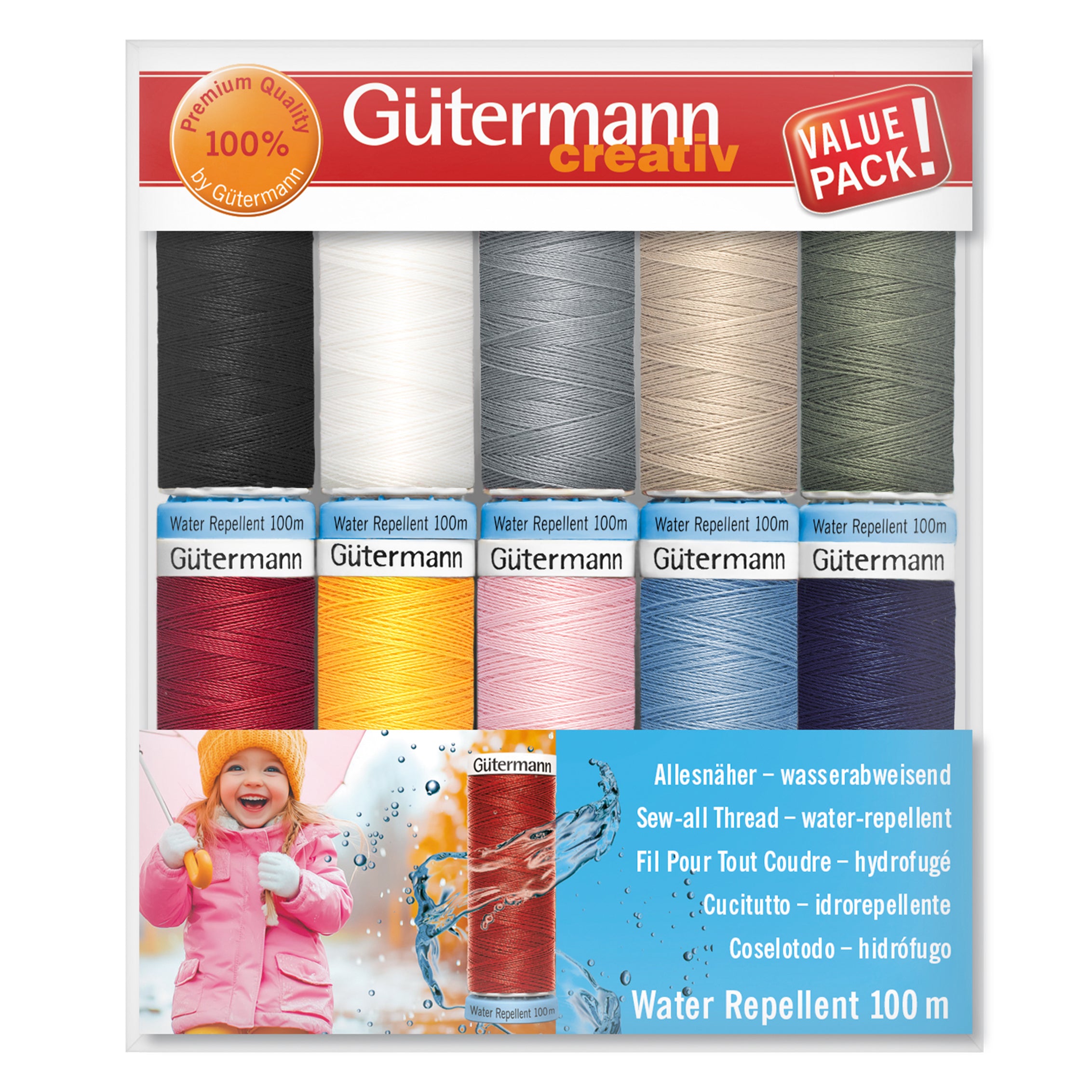 Gutermann Thread Set - Water Repellent - 10 x 100m - Assorted