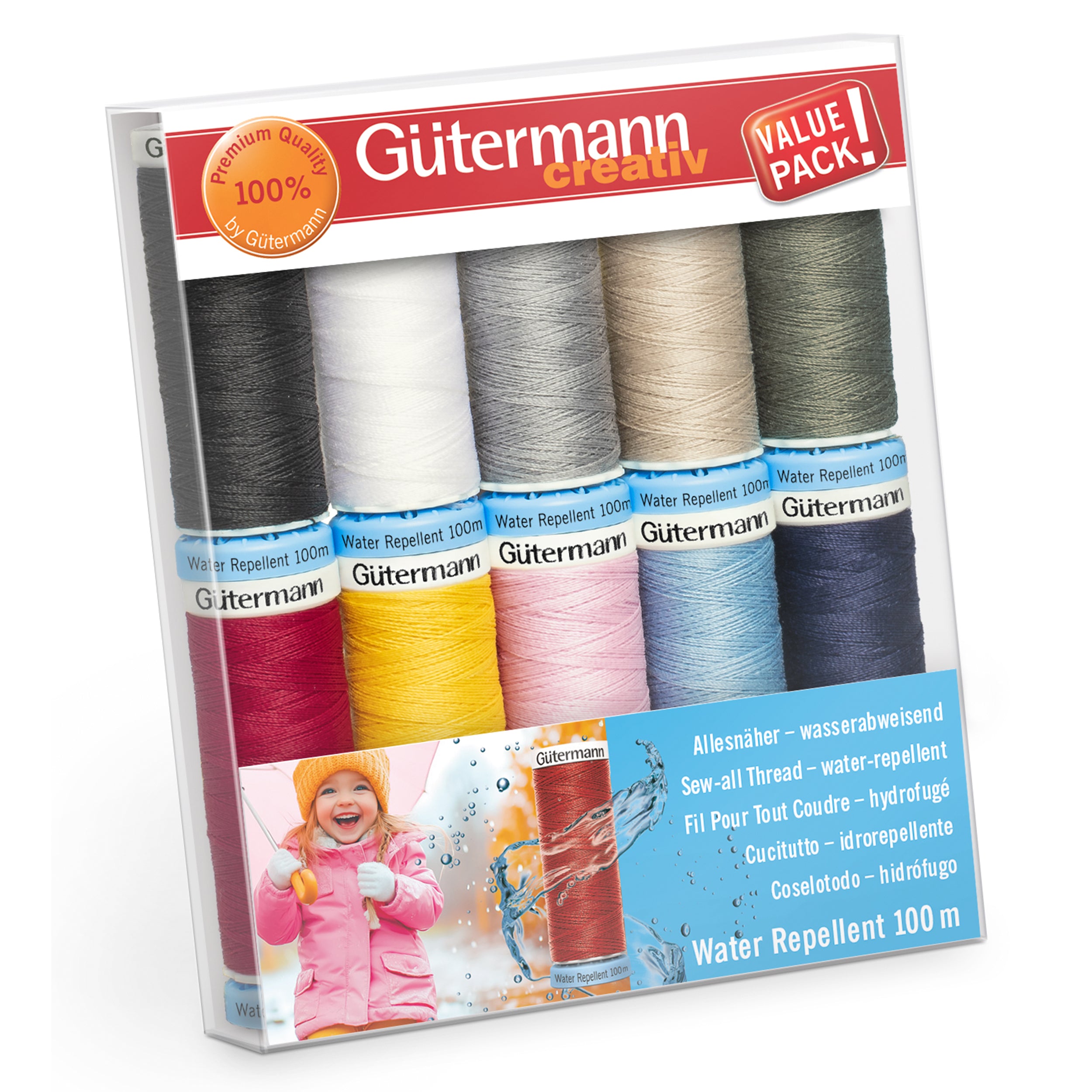 Gutermann Thread Set - Water Repellent - 10 x 100m - Assorted