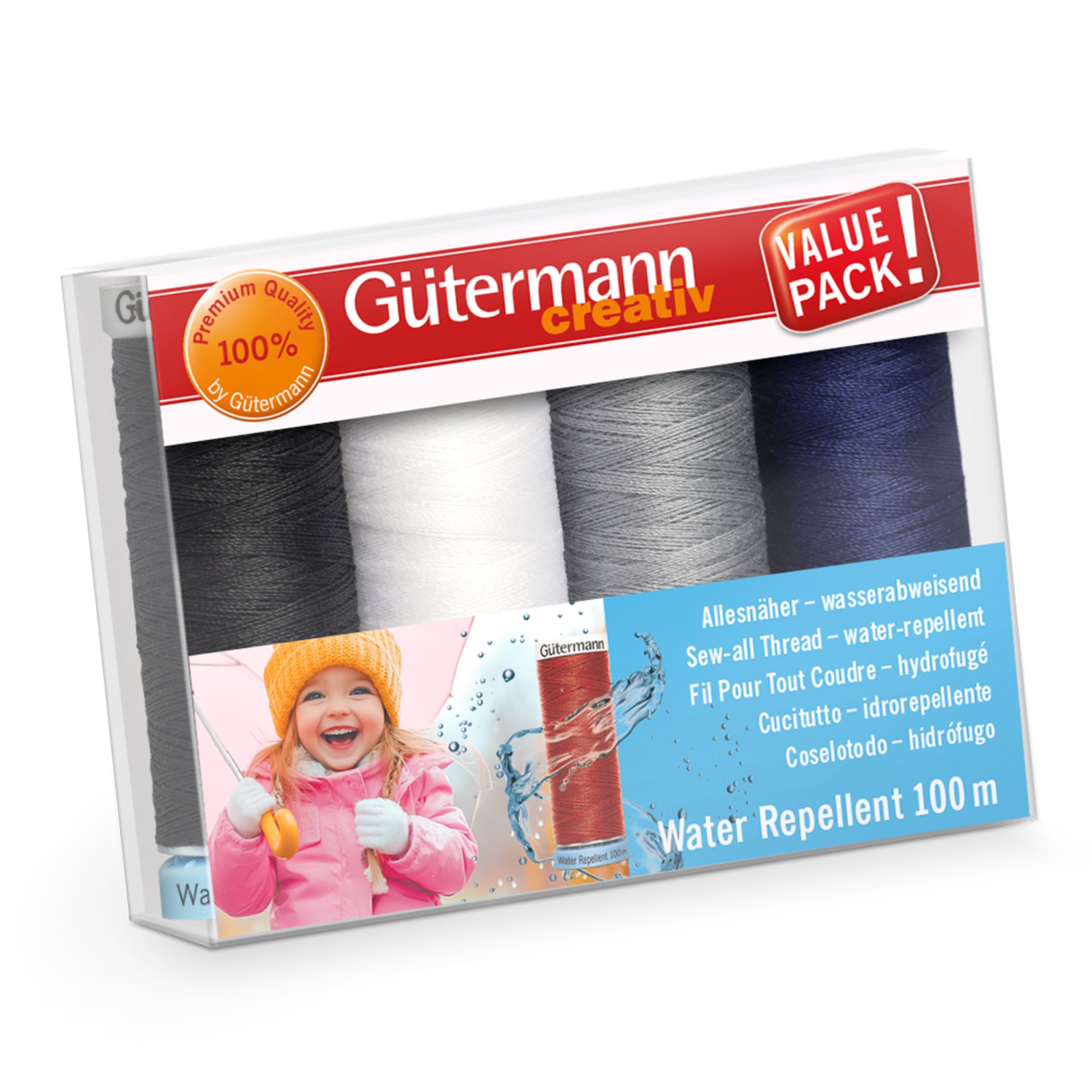Gutermann Thread Set - Water Repellent - 4 x 100m - Assorted Basics